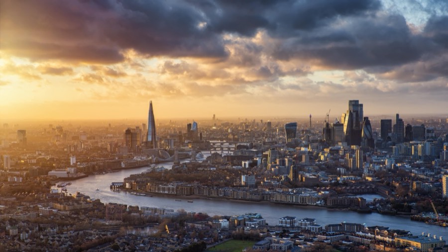 London skyline at golden hour